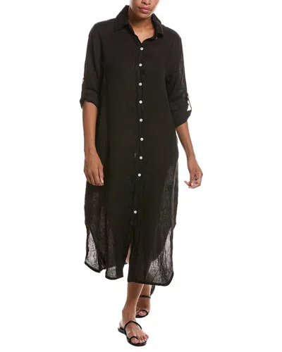 Persaman New York Linen Midi Dress In Black