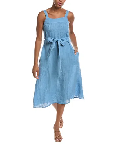 Persaman New York Linen Midi Dress In Blue