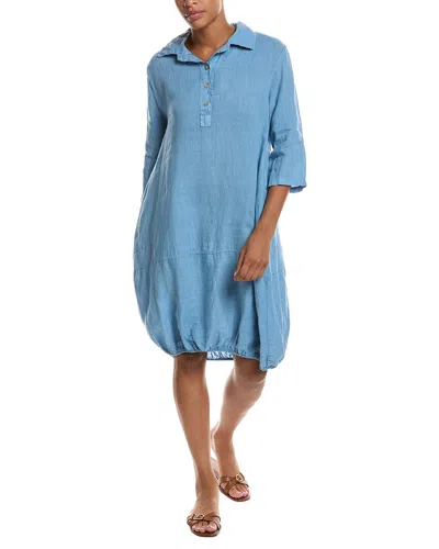 Persaman New York Linen Midi Dress In Blue