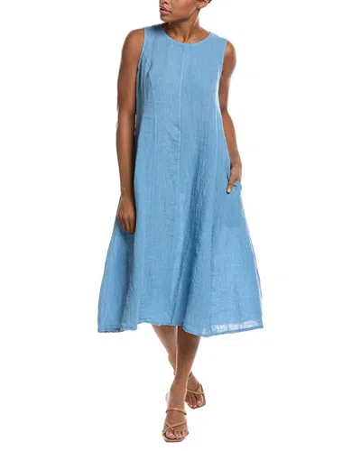 Persaman New York Linen Midi Dress In Blue