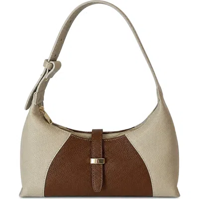 Persaman New York Lucia Leather Shoulder Bag In Saddle/ Taupe