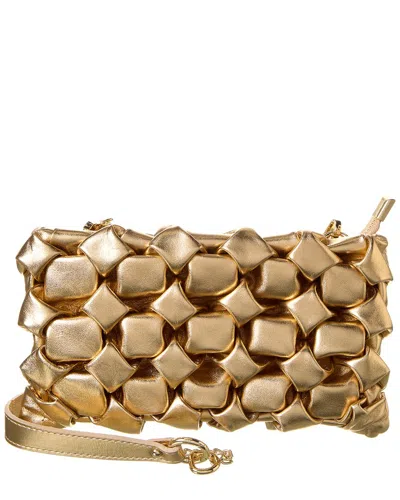 Persaman New York Lucille Leather Clutch In Gold