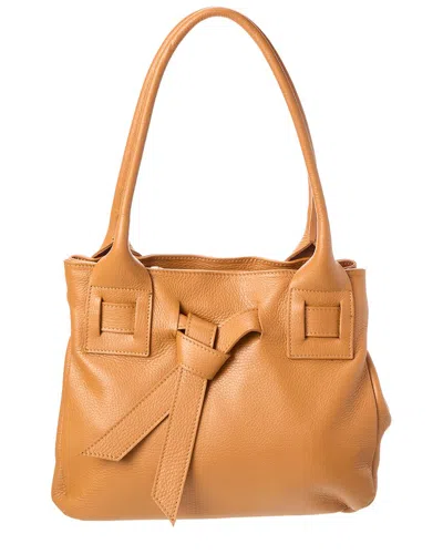 Persaman New York Lucy16 Small Leather Shoulder Tote In Orange