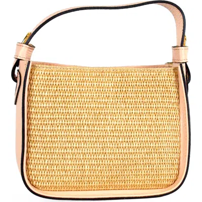 Persaman New York Marie Straw & Leather Shoulder Bag In Pink