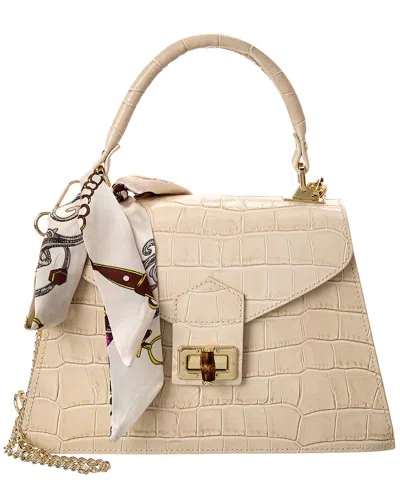 Persaman New York Marta Croc-embossed Leather Satchel