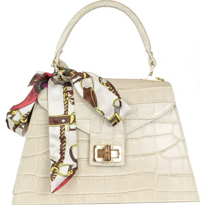 Persaman New York Marta Croc Embossed Satchel With Scarf