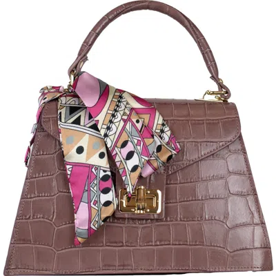 Persaman New York Marta Croc Embossed Satchel With Scarf