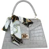 Persaman New York Marta Croc Embossed Satchel With Scarf