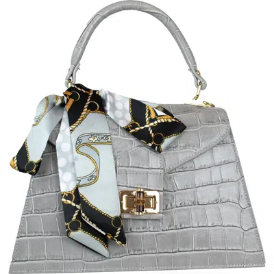 Persaman New York Marta Croc Embossed Satchel With Scarf