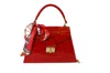 Persaman New York Marta Croc-embossed Leather Satchel In Red
