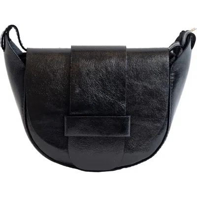 Persaman New York Leather Crossbody In Metallic Black