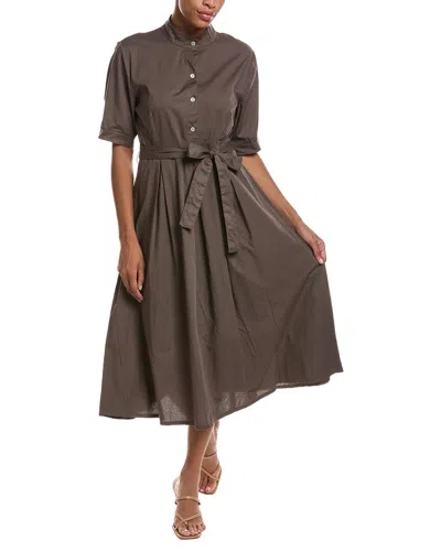 Persaman New York Midi Shirtdress In Brown