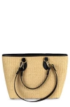 Persaman New York Naomi Straw & Leather Tote In Black
