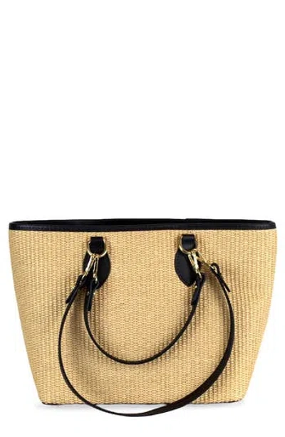 Persaman New York Naomi Straw & Leather Tote In Black