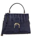 Persaman New York Niamh Croc-embossed Leather Satchel In Blue