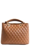 Persaman New York Quilted Tote In Saddle