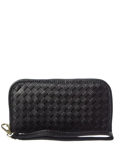 Persaman New York Sabrina Hand Woven Leather Wallet In Black