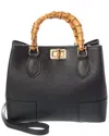 Persaman New York Sienna16 Bamboo Leather Tote In Black