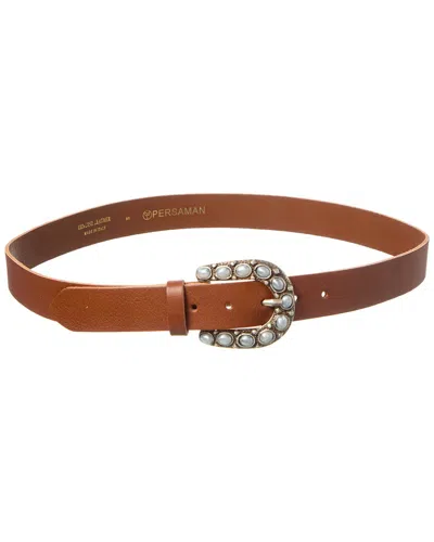 Persaman New York Skylar Leather Belt In Brown