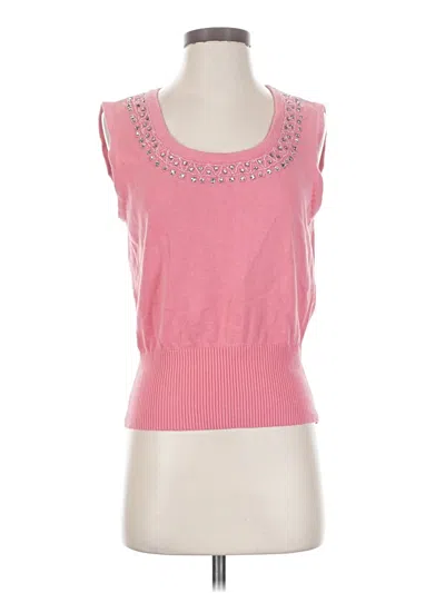 Pre-owned Persaman New York Sleeveless Top Pink Scoop Neck Tops