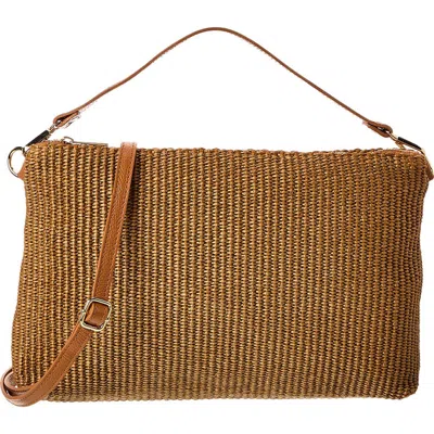 Persaman New York Straw Shoulder Bag In Brown