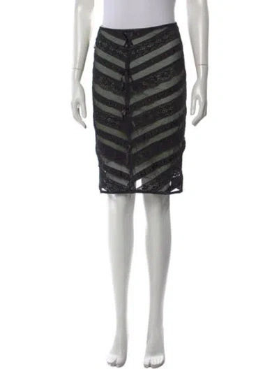 Pre-owned Persaman New York Striped Knee-length Skirt In Black