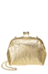 Persaman New York Studded Leather Clutch In Gold