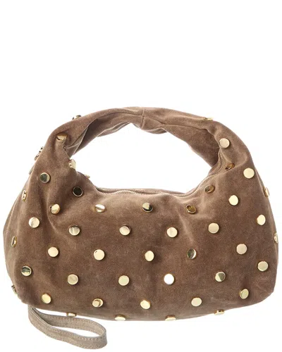 Persaman New York Studded Suede Hobo In Beige