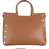 Persaman New York Studded Tote In Brown