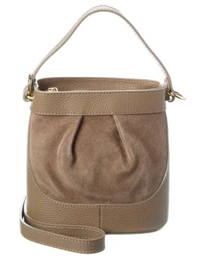 Persaman New York Suede And Leather Bucket Bag In Brown