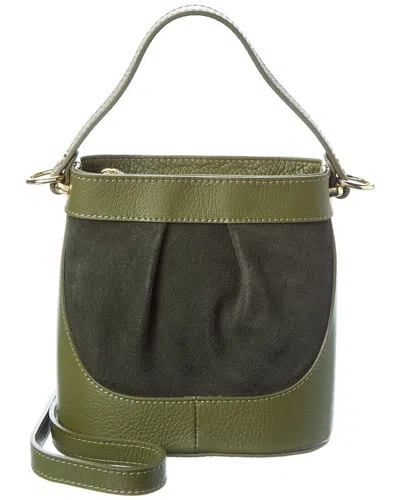 Persaman New York Suede And Leather Bucket Bag In Green