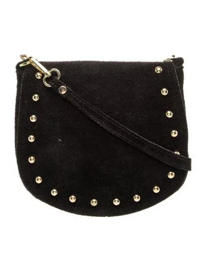 Pre-owned Persaman New York Suede Crossbody Bag In Black