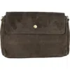 Persaman New York Suede Crossbody Bag In Brown