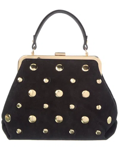 Persaman New York Suede Studded Satchel In Black