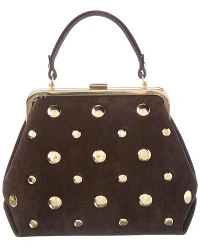 Persaman New York Suede Studded Satchel In Red