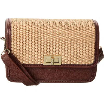 Persaman New York Woven Straw Crossbody Strap In Brown