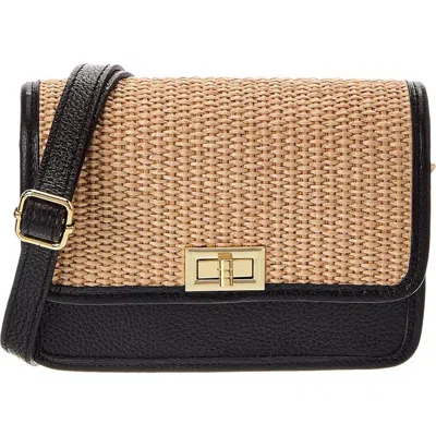 Persaman New York Woven Straw Crossbody Strap In Black