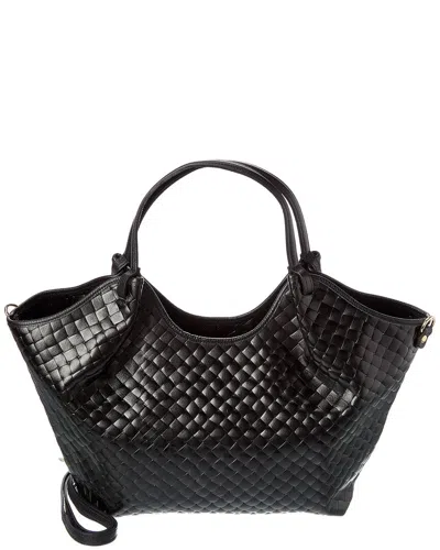 Persaman New York Yara Metallic Leather Tote In Black