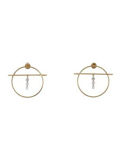 Pre-owned Persée 18k Diamond Hoop Drop Earrings In Multi