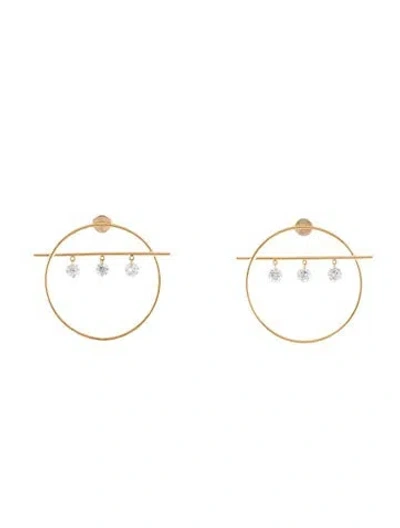 Pre-owned Persée 18k Diamond Medium Fibula Drop Earrings In Multi