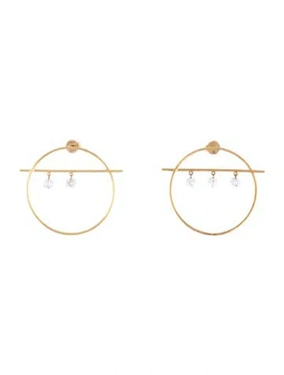 Pre-owned Persée 18k Diamond Medium Fibula Drop Earrings In Multicolor