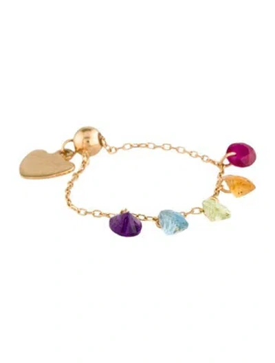 Pre-owned Persée 18k Multi-stone 7 Chakras Chain Ring