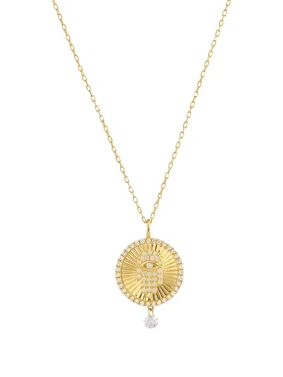 Persée 18k Yellow Gold Diamond Main De Fatma Necklace