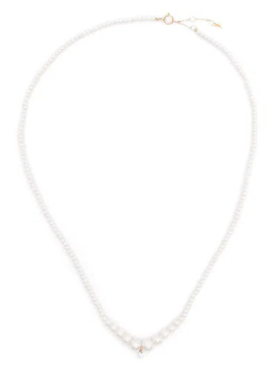 Persée 18kt Yellow Gold Aphrodite Gradient Pearl Necklace In White