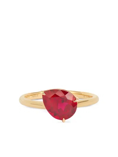 Persée 9k Yellow Gold Iris Ruby Ring In Red