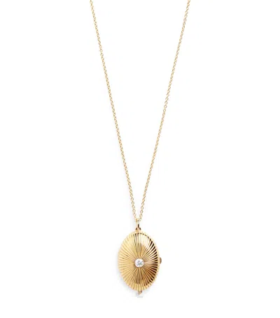 Persée Large Yellow Gold And Diamond Memoria Locket Necklace