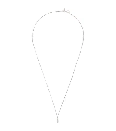 Persée White Gold And Diamond 3-stone Drop Danae Necklace In Silver