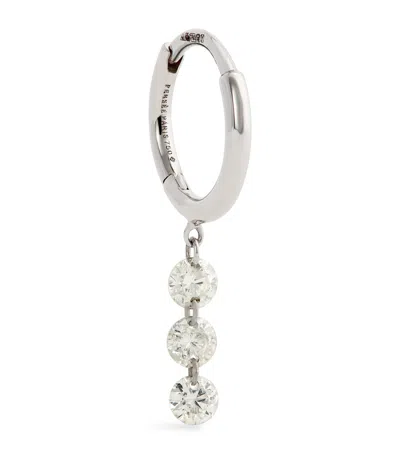 Persée White Gold And Diamond 3-stone Single Hoop Earring