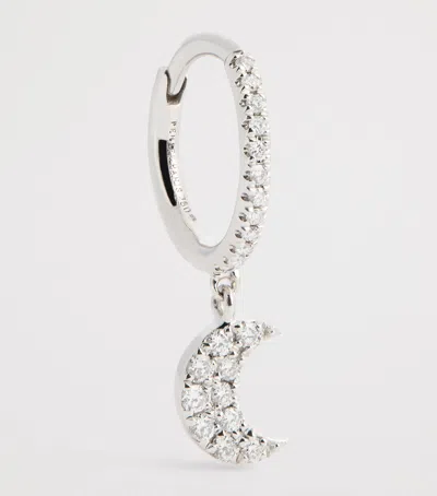 Persée White Gold And Diamond Crescent Moon Single Earring In Metallic