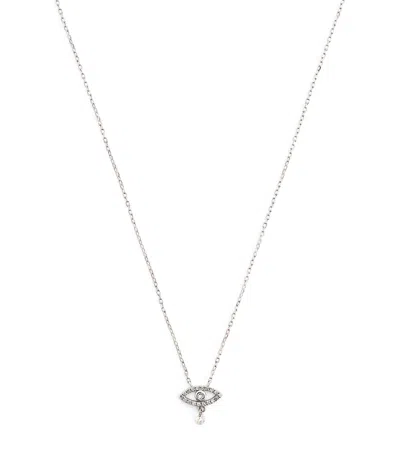 Persée White Gold And Diamond Symbols Eye Necklace